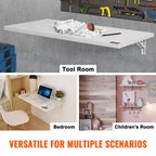 Table pliante murale VEVOR, table murale abattante 35,43 x 19,69, bureau flottant avec support en fer, bureau rabattable