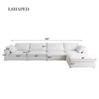 Canapé modulaire Cloud 160, confort rempli de duvet, en forme de L, 4 places et 1 pouf.