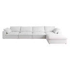 Canapé modulaire Cloud 160, confort rempli de duvet, en forme de L, 4 places et 1 pouf.