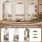 Miroir arqué pleine longueur 65x22, miroir en métal style baroque vintage, noir