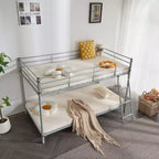 Karl Home Lit superposé double en métal blanc pour enfants, adolescents et adultes, lit superposé robuste en métal avec échelle