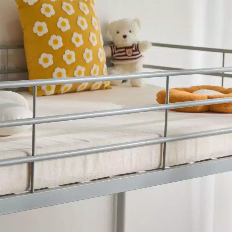 Karl Home Lit superposé double en métal blanc pour enfants, adolescents et adultes, lit superposé robuste en métal avec échelle