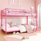 Karl Home Lit superposé double en métal blanc pour enfants, adolescents et adultes, lit superposé robuste en métal avec échelle