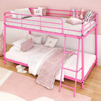 Karl Home Lit superposé double en métal blanc pour enfants, adolescents et adultes, lit superposé robuste en métal avec échelle