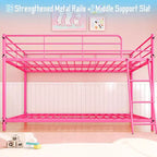 Karl Home Lit superposé double en métal blanc pour enfants, adolescents et adultes, lit superposé robuste en métal avec échelle