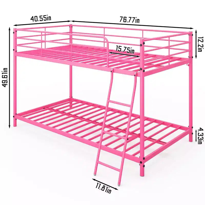 Karl Home Lit superposé double en métal blanc pour enfants, adolescents et adultes, lit superposé robuste en métal avec échelle