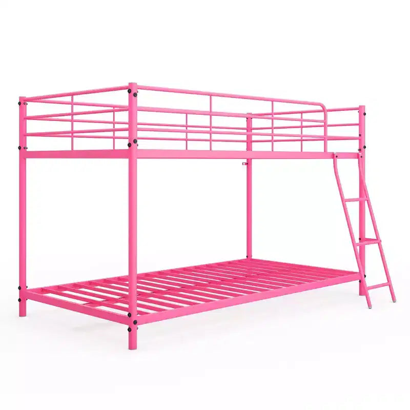 Karl Home Lit superposé double en métal blanc pour enfants, adolescents et adultes, lit superposé robuste en métal avec échelle