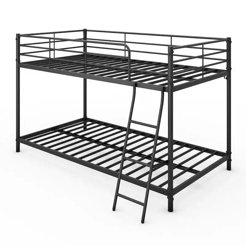 Karl Home Lit superposé double en métal blanc pour enfants, adolescents et adultes, lit superposé robuste en métal avec échelle