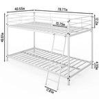 Karl Home Lit superposé double en métal blanc pour enfants, adolescents et adultes, lit superposé robuste en métal avec échelle