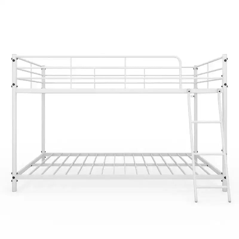 Karl Home Lit superposé double en métal blanc pour enfants, adolescents et adultes, lit superposé robuste en métal avec échelle