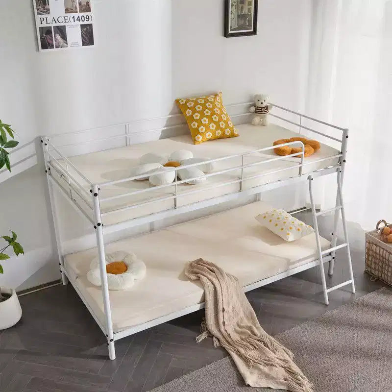 Karl Home Lit superposé double en métal blanc pour enfants, adolescents et adultes, lit superposé robuste en métal avec échelle
