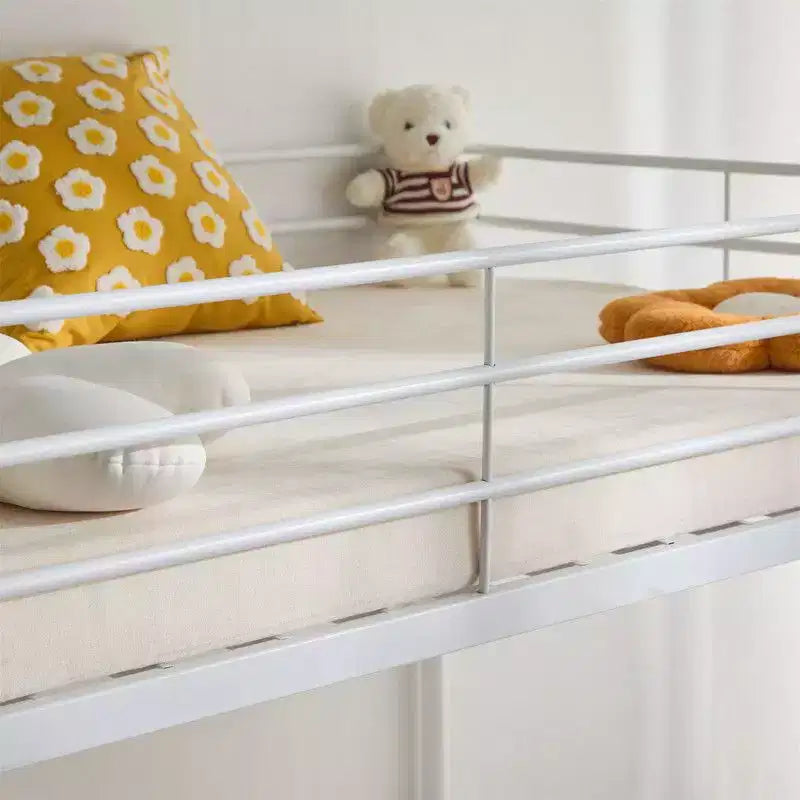 Karl Home Lit superposé double en métal blanc pour enfants, adolescents et adultes, lit superposé robuste en métal avec échelle