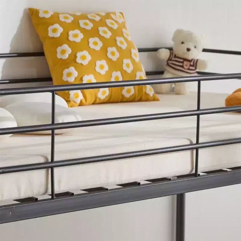 Karl Home Lit superposé double en métal blanc pour enfants, adolescents et adultes, lit superposé robuste en métal avec échelle