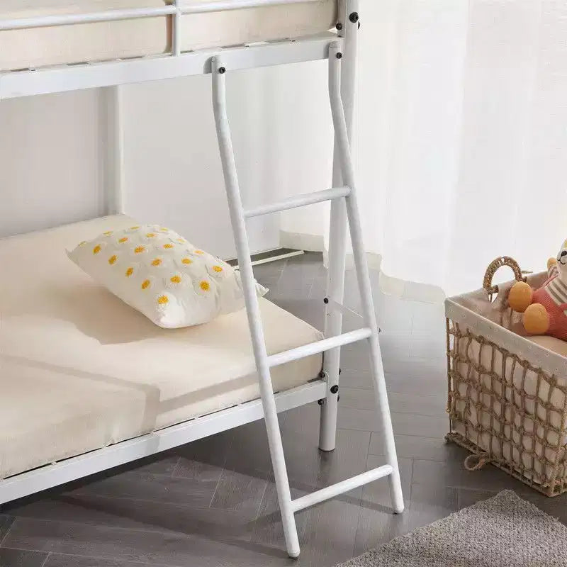 Karl Home Lit superposé double en métal blanc pour enfants, adolescents et adultes, lit superposé robuste en métal avec échelle