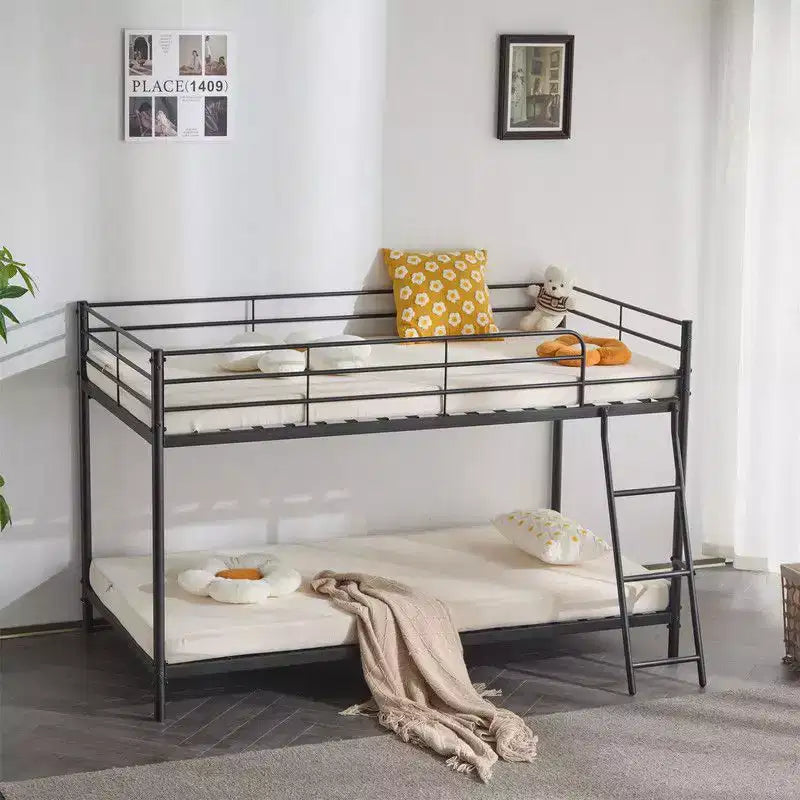 Karl Home Lit superposé double en métal blanc pour enfants, adolescents et adultes, lit superposé robuste en métal avec échelle