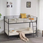 Karl Home Lit superposé double en métal blanc pour enfants, adolescents et adultes, lit superposé robuste en métal avec échelle