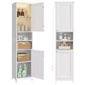Slim LED Bathroom Cabinet with Adjustable Shelves, Freestanding Storage Unit, 15.7 Inch Narrow Design