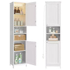 Slim LED Bathroom Cabinet with Adjustable Shelves, Freestanding Storage Unit, 15.7 Inch Narrow Design