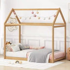 Cadre de lit en bois Okak double en forme de maison, lit au sol moderne pour chambre d'enfant/tout-petits