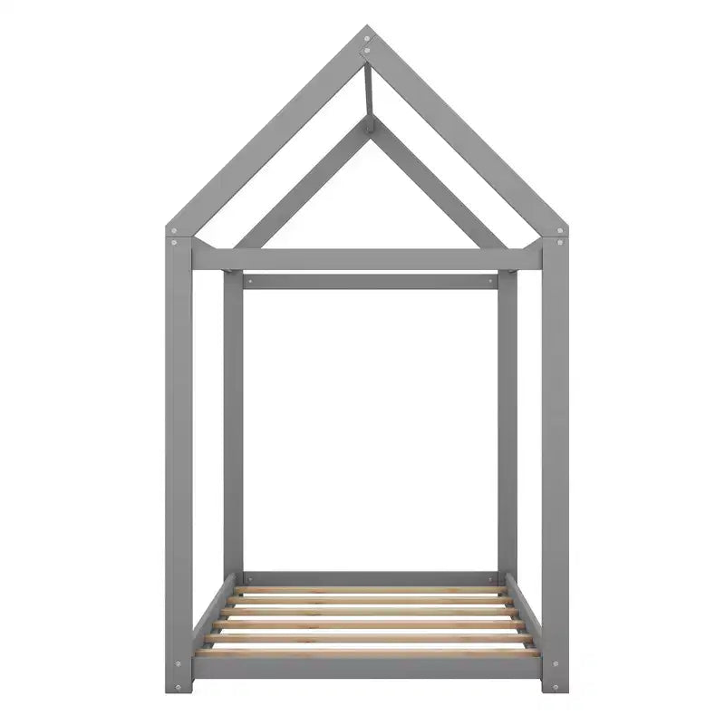 Cadre de lit en bois Okak double en forme de maison, lit au sol moderne pour chambre d'enfant/tout-petits