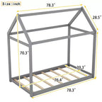 Cadre de lit en bois Okak double en forme de maison, lit au sol moderne pour chambre d'enfant/tout-petits