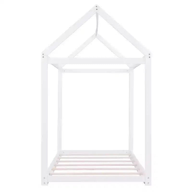 Cadre de lit en bois Okak double en forme de maison, lit au sol moderne pour chambre d'enfant/tout-petits