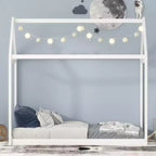 Cadre de lit en bois Okak double en forme de maison, lit au sol moderne pour chambre d'enfant/tout-petits