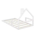 Lit de sol moderne Okak, lit de style cabane avec tête de lit, pour chambre d'enfant/tout-petit, tailles jumeau/double