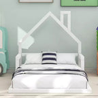 Lit de sol moderne Okak, lit de style cabane avec tête de lit, pour chambre d'enfant/tout-petit, tailles jumeau/double