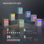 Table de chevet minimaliste avec éclairage LED réglable, 2 tiroirs de rangement, table d'appoint compacte - Blanc