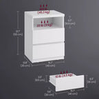 Table de chevet minimaliste avec éclairage LED réglable, 2 tiroirs de rangement, table d'appoint compacte - Blanc