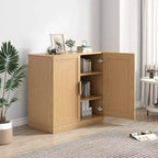 Meuble d'appoint en bois 31x31x16 de couleur naturelle, organiseur de rangement avec étagères réglables pour cuisine, chambre, entrée, salon, salle à manger