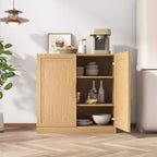 Meuble d'appoint en bois 31x31x16 de couleur naturelle, organiseur de rangement avec étagères réglables pour cuisine, chambre, entrée, salon, salle à manger