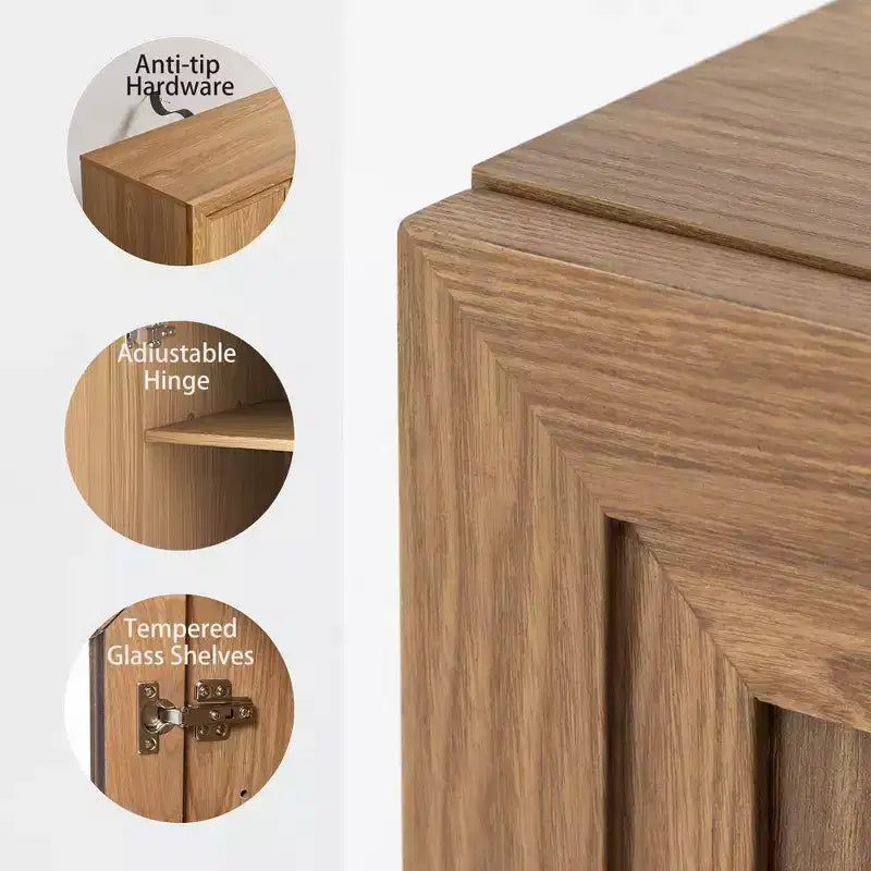 Meuble d'appoint en bois 31x31x16 de couleur naturelle, organiseur de rangement avec étagères réglables pour cuisine, chambre, entrée, salon, salle à manger
