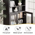 Buffet d'appoint en bois noir 36*31*16, meuble de rangement avec étagères réglables pour cuisine, chambre, salon, salle à manger