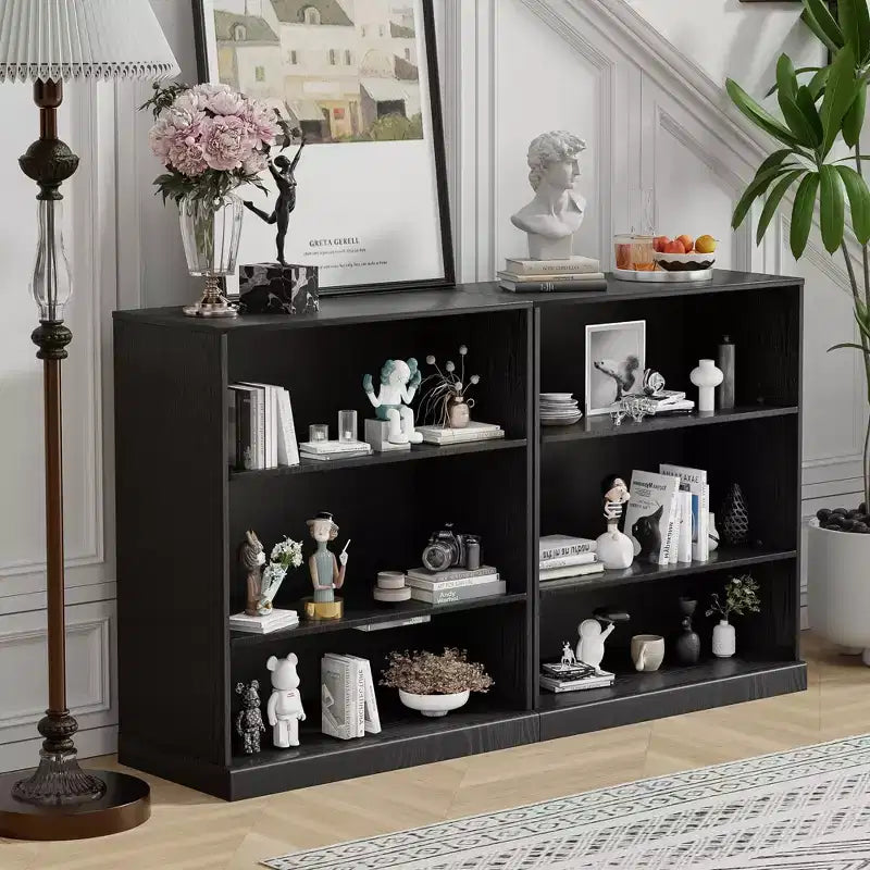 Buffet d'appoint en bois noir 36*31*16, meuble de rangement avec étagères réglables pour cuisine, chambre, salon, salle à manger