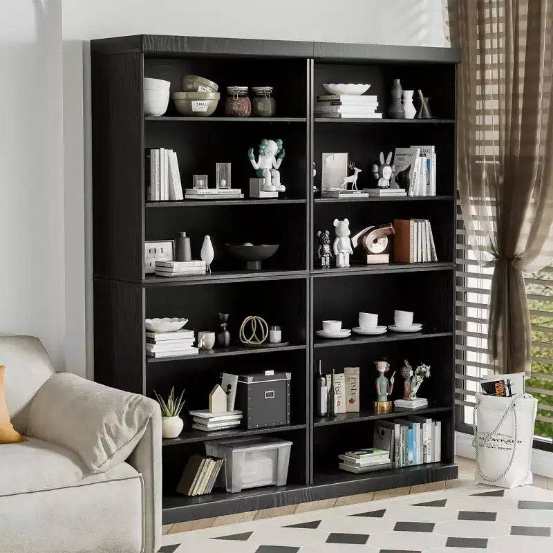 Buffet d'appoint en bois noir 36*31*16, meuble de rangement avec étagères réglables pour cuisine, chambre, salon, salle à manger