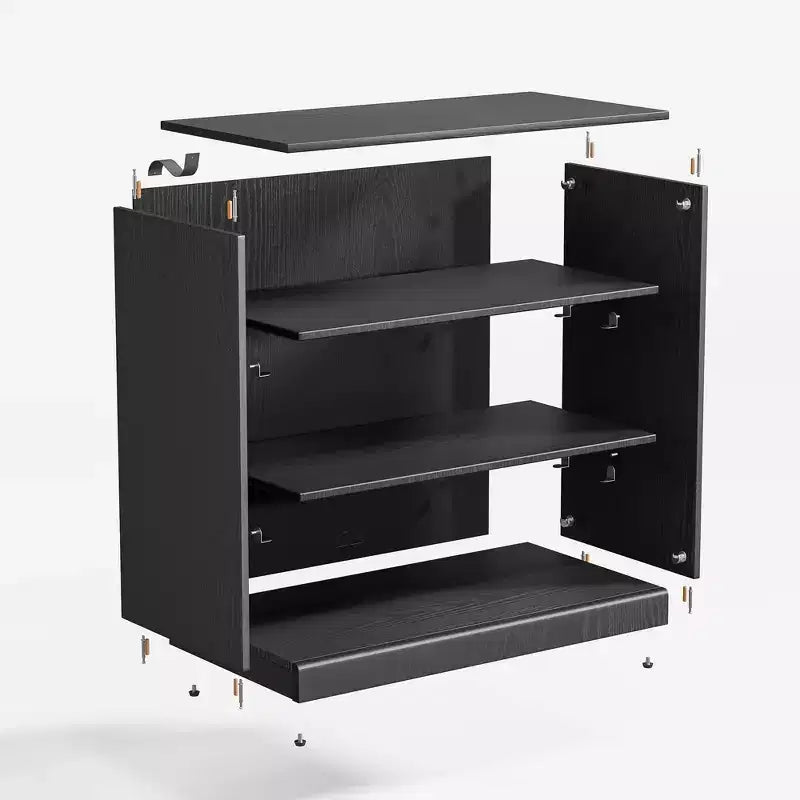 Buffet d'appoint en bois noir 36*31*16, meuble de rangement avec étagères réglables pour cuisine, chambre, salon, salle à manger