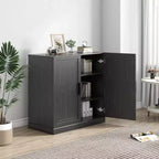 Meuble d'appoint en bois noir 31x31x16, organisateur de rangement avec étagères réglables pour cuisine, chambre, entrée, salon, salle à manger