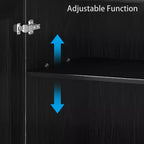 Meuble d'appoint en bois noir 31x31x16, organisateur de rangement avec étagères réglables pour cuisine, chambre, entrée, salon, salle à manger
