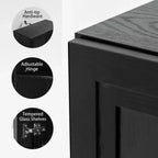 Meuble d'appoint en bois noir 31x31x16, organisateur de rangement avec étagères réglables pour cuisine, chambre, entrée, salon, salle à manger