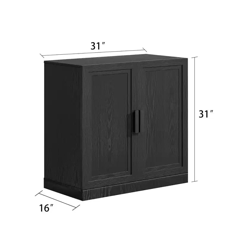 Meuble d'appoint en bois noir 31x31x16, organisateur de rangement avec étagères réglables pour cuisine, chambre, entrée, salon, salle à manger