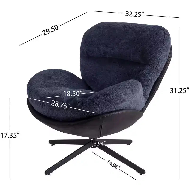 Chaise de bureau pivotante Okak Modern Chenille pour studio, fauteuil d'appoint confortable pour salon, appartement