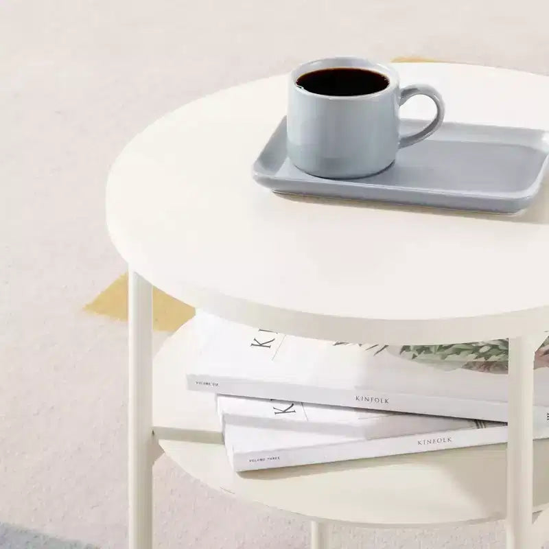 Table d'appoint ou de chevet ronde polyvalente AIDA avec étagères supplémentaires, Mellow