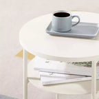 Table d'appoint ou de chevet ronde polyvalente AIDA avec étagères supplémentaires, Mellow