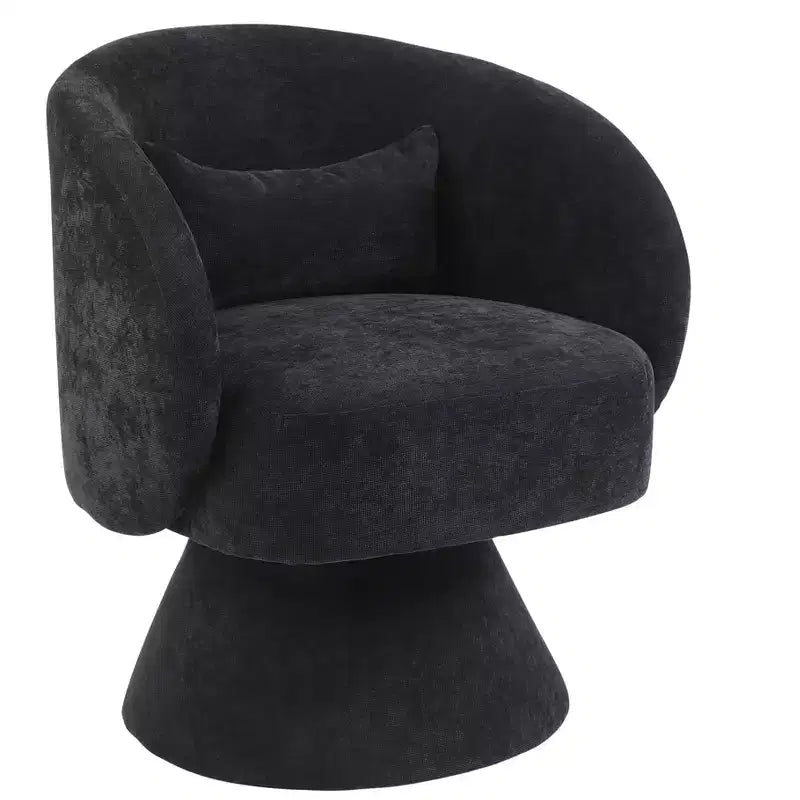 Fauteuil pivotant Okak, rond en tissu, parfait pour le salon