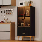 Meuble de rangement avec portes vitrées cannelées – Vitrine moderne avec étagères réglables