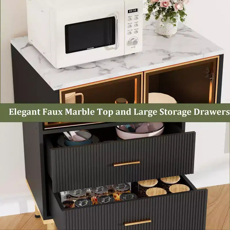 Meuble de rangement avec portes vitrées cannelées – Vitrine moderne avec étagères réglables