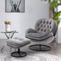Okak Modern Accent Chairs for Bedroom with Ottoman, Accent Leisure Chair with Cushioned Seat