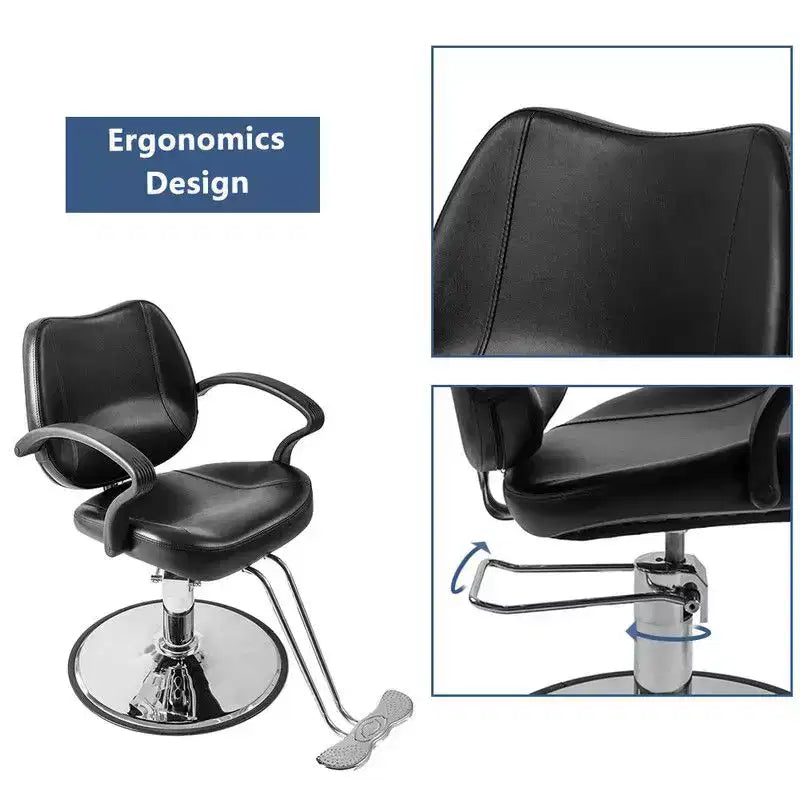 Fauteuil de barbier et de coiffure Karl Home noir, hydraulique, pour salon de beauté